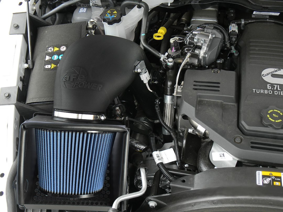 aFe Power Cold Air Intake, Magnum Force Stage 2, Black Molded Plastic, Blue Pro 5 R Filter, With Heat Shield – 54-32412