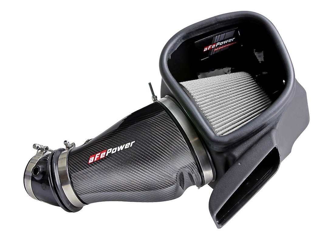 aFe Power Cold Air Intake, Track Series, Carbon Fiber Tube, Pro Dry S Filter, With Heat Shield – 57-10002D