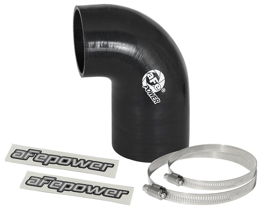aFe Power Air Intake Hose Coupler, Magnum Force, Reducer, 90 Degree Bend, 3 Inch to 2-1/2 Inch Inside Diameter, Black, Silicone – 59-00058