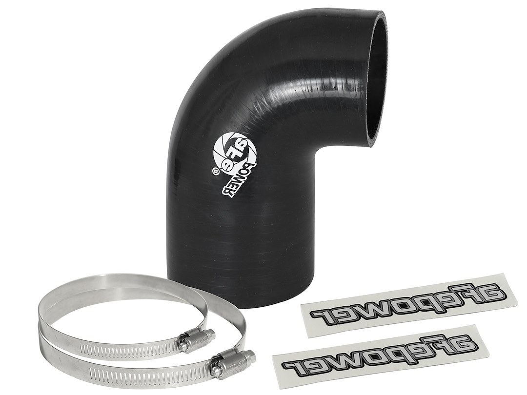 aFe Power Air Intake Hose Coupler, Magnum Force, Reducer, 90 Degree Bend, 3 Inch to 2-1/2 Inch Inside Diameter, Black, Silicone – 59-00058