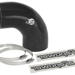aFe Power Air Intake Hose Coupler, Magnum Force, 90 Degree Bend, 2-3/4 Inch Inside Diameter, Black, Silicone, With 2 Worm Gear Clamps – 59-00059