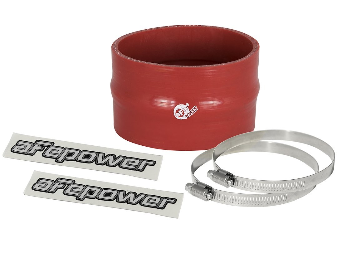 aFe Power Air Intake Hose Coupler, Magnum Force, 3-1/2 Inch Inside Diameter, 2-1/4 Inch Length, With Hump, Red, Silicone – 59-00060