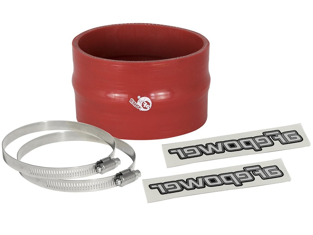 aFe Power Air Intake Hose Coupler, Magnum Force, 3-1/2 Inch Inside Diameter, 2-1/4 Inch Length, With Hump, Red, Silicone – 59-00060