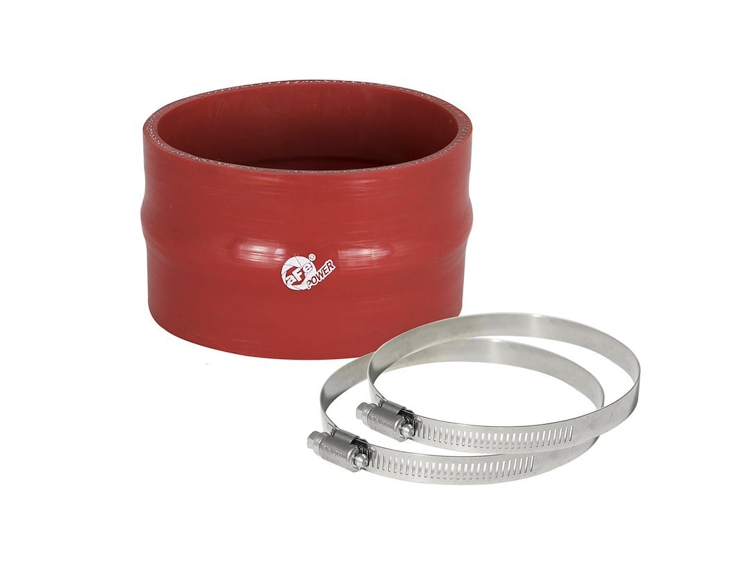 aFe Power Air Intake Hose Coupler, Magnum Force, 3-1/2 Inch Inside Diameter, 2-1/4 Inch Length, With Hump, Red, Silicone – 59-00060