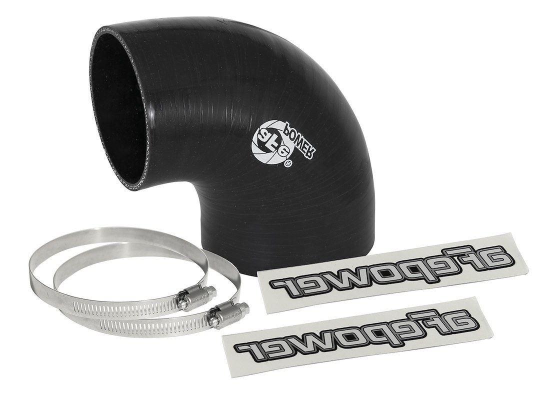 aFe Power Air Intake Hose Coupler, Magnum Force, 3 to 3-1/2 Inch Inside Diameter, 90 Degree Bend, 3 Inch Length, Black, Silicone – 59-00068
