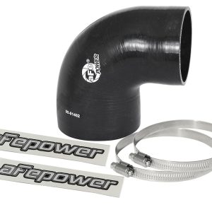 aFe Power Air Intake Hose Coupler, Magnum Force, 3-3/8 to 4 Inch Inside Diameter, 90 Degree Bend, 3 Inch Length, Black, Silicone, 2 Ply – 59-00073