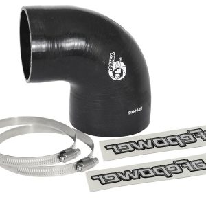 aFe Power Air Intake Hose Coupler, Magnum Force, 3-3/8 to 4 Inch Inside Diameter, 90 Degree Bend, 3 Inch Length, Black, Silicone, 2 Ply – 59-00073