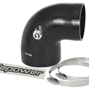 aFe Power Air Intake Hose Coupler, Magnum Force, 3-3/8 to 4 Inch Inside Diameter, 90 Degree Bend, 3 Inch Length, Black, Silicone, 2 Ply – 59-00073