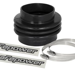 aFe Power Air Intake Hose Coupler, Magnum Force, Straight, Reducer, 4 Inch Diameter X 3-1/2 Inch Length, Triple Bellow, Black, Silicone – 59-00081