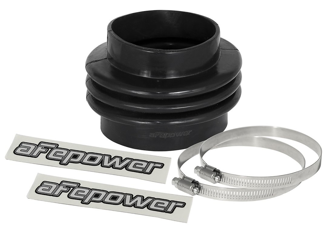 aFe Power Air Intake Hose Coupler, Magnum Force, Straight, Reducer, 4 Inch Diameter X 3-1/2 Inch Length, Triple Bellow, Black, Silicone – 59-00081