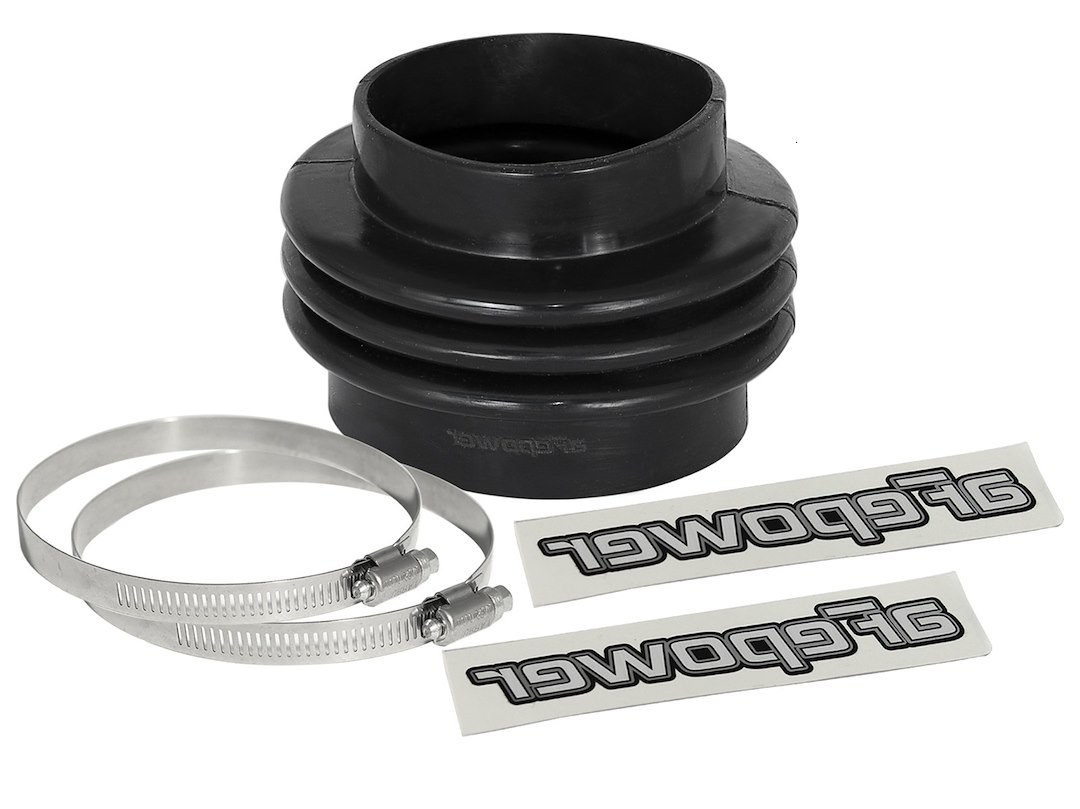 aFe Power Air Intake Hose Coupler, Magnum Force, Straight, Reducer, 4 Inch Diameter X 3-1/2 Inch Length, Triple Bellow, Black, Silicone – 59-00081
