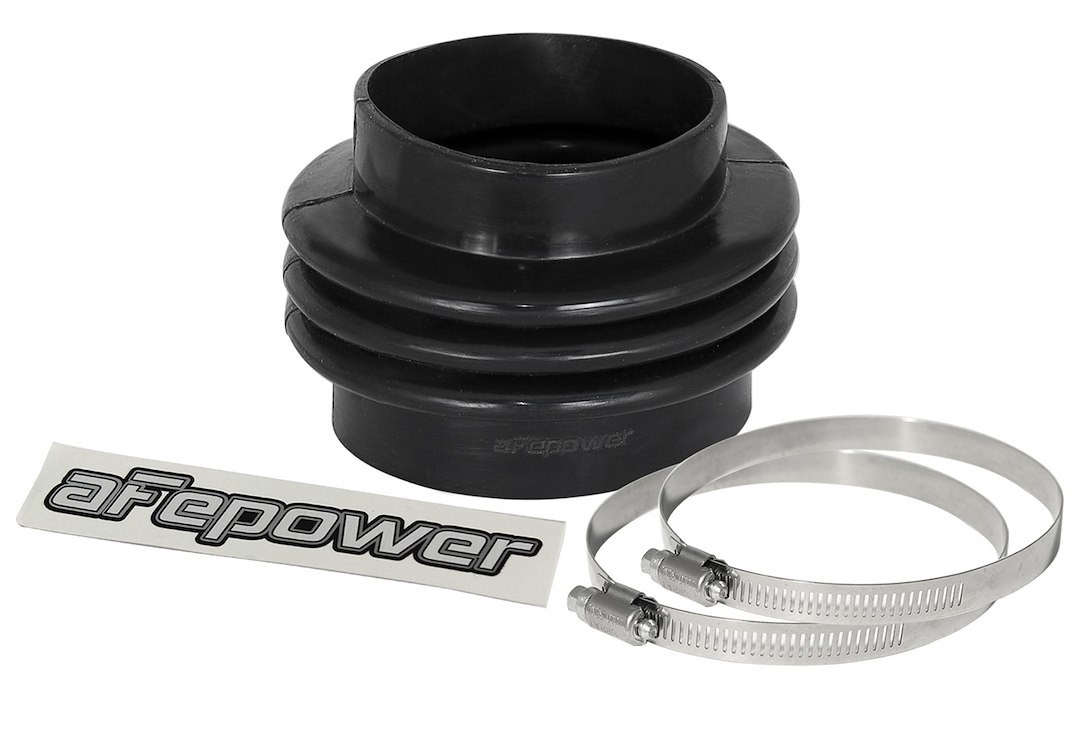 aFe Power Air Intake Hose Coupler, Magnum Force, Straight, Reducer, 4 Inch Diameter X 3-1/2 Inch Length, Triple Bellow, Black, Silicone – 59-00081