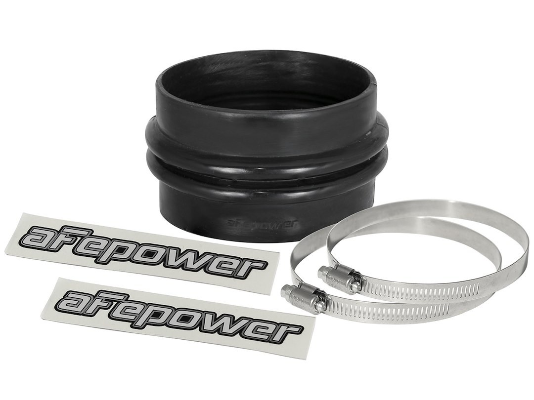 aFe Power Air Intake Hose Coupler, Magnum Force, Straight, 3-3/4 Inch Diameter X 2-1/2 Inch Length, Double Bellow, Black, Silicone – 59-00084
