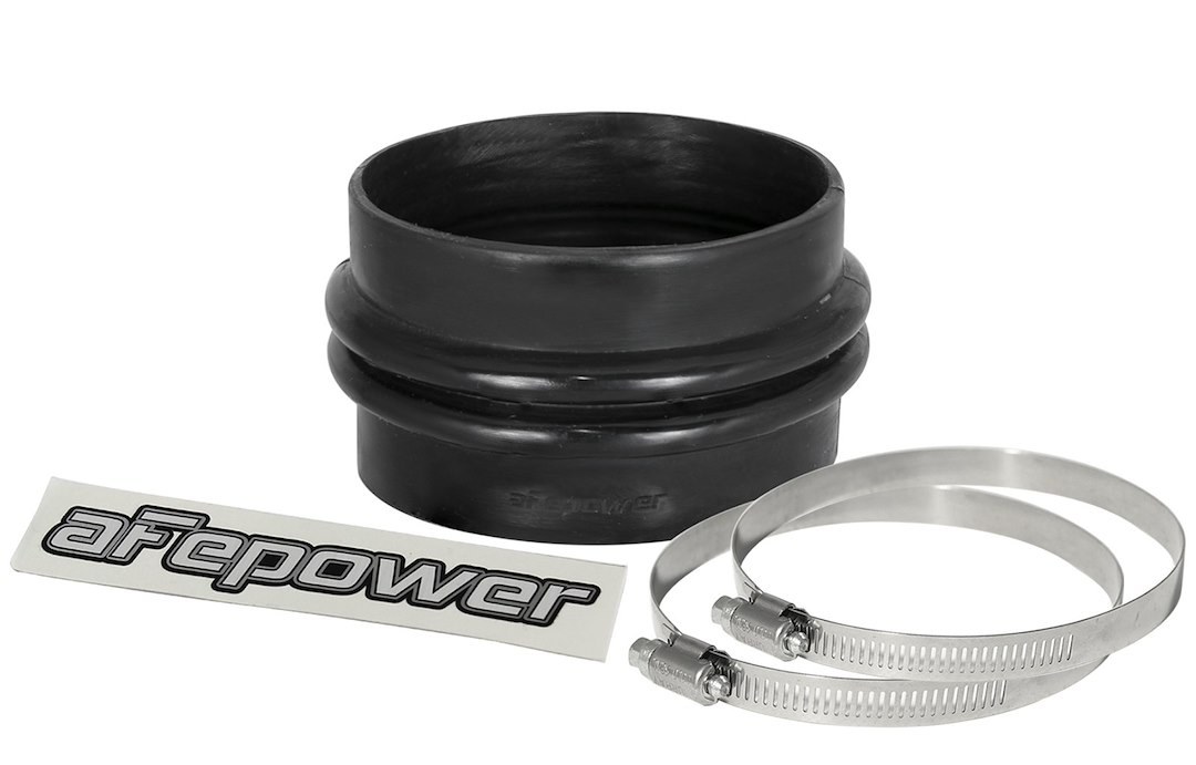 aFe Power Air Intake Hose Coupler, Magnum Force, Straight, 3-3/4 Inch Diameter X 2-1/2 Inch Length, Double Bellow, Black, Silicone – 59-00084