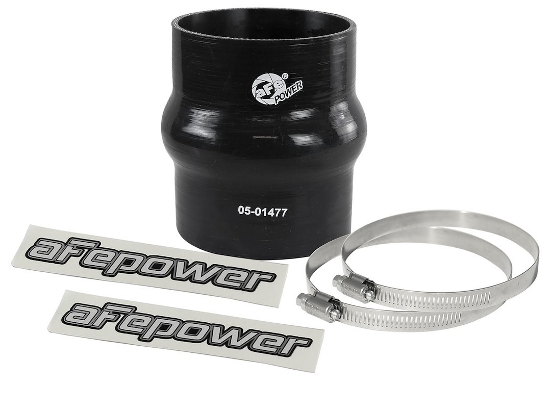 aFe Power Air Intake Hose Coupler, Magnum Force, 3-1/8 Inch Inside Diameter, 4 Inch Length, With Hump, Black, Silicone – 59-00098