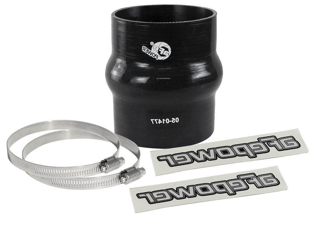 aFe Power Air Intake Hose Coupler, Magnum Force, 3-1/8 Inch Inside Diameter, 4 Inch Length, With Hump, Black, Silicone – 59-00098