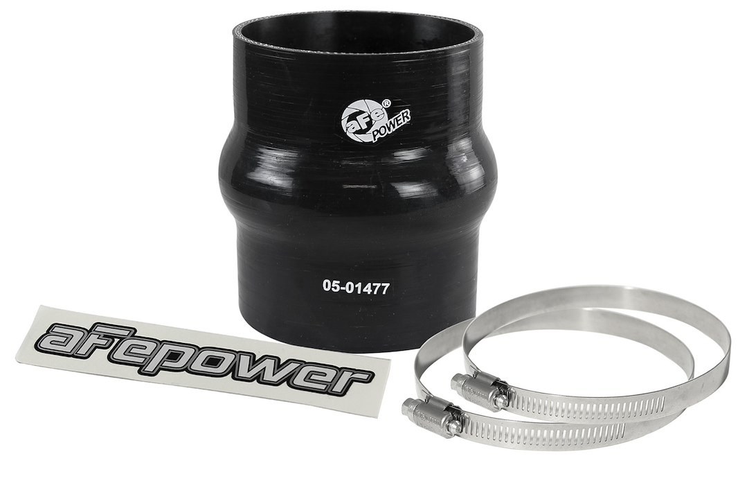 aFe Power Air Intake Hose Coupler, Magnum Force, 3-1/8 Inch Inside Diameter, 4 Inch Length, With Hump, Black, Silicone – 59-00098