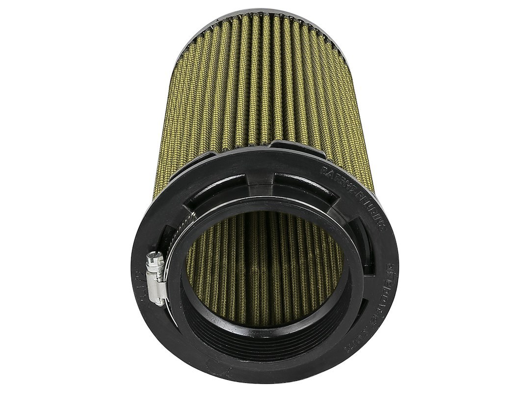 aFe Power Air Filter, Magnum Flow Pro Guard 7, Washable, Gold, Cotton Gauze, Round Tapered, 5 Inch Base Diameter X 4-1/2 Inch Top Diameter – 72-90099