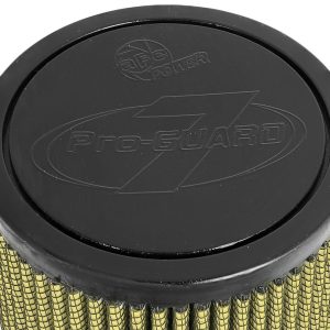 aFe Power Air Filter, Magnum Flow Pro Guard 7, Washable, Gold, Cotton Gauze, Round Tapered, 5 Inch Base Diameter X 4-1/2 Inch Top Diameter – 72-90099
