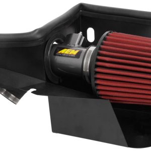 Aem Induct Cold Air Intake, Gunmetal Grey Aluminum Tube, Red Dryflow Filter, With Heat Shield – 21-842C