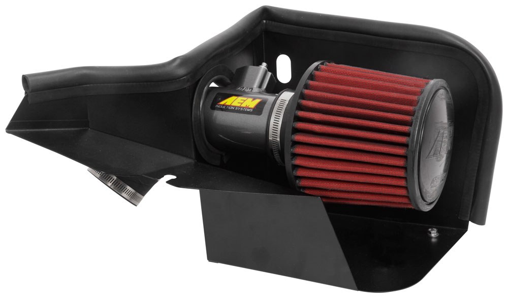 Aem Induct Cold Air Intake, Gunmetal Grey Aluminum Tube, Red Dryflow Filter, With Heat Shield – 21-842C