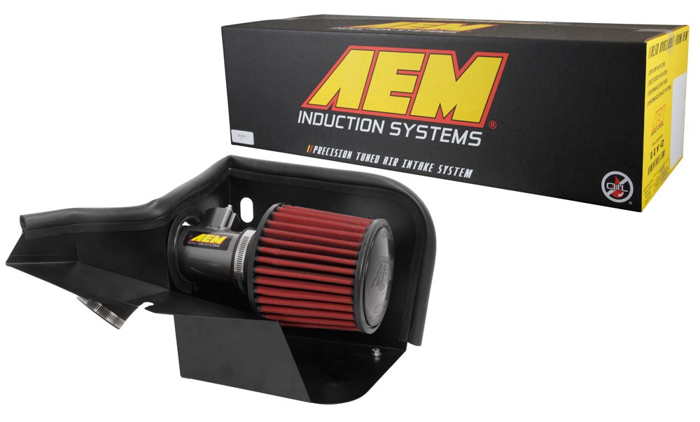 Aem Induct Cold Air Intake, Gunmetal Grey Aluminum Tube, Red Dryflow Filter, With Heat Shield – 21-842C