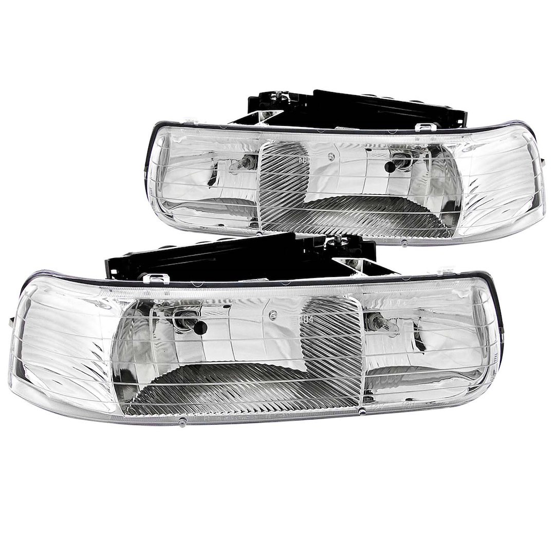 Anzo USA Headlight Assembly, Crystal Clear, Halogen Bulb, Standard Beam, 9005/ 9006 White Bulb, Clear Lens, Chrome Housing, Set of 2 – 111011