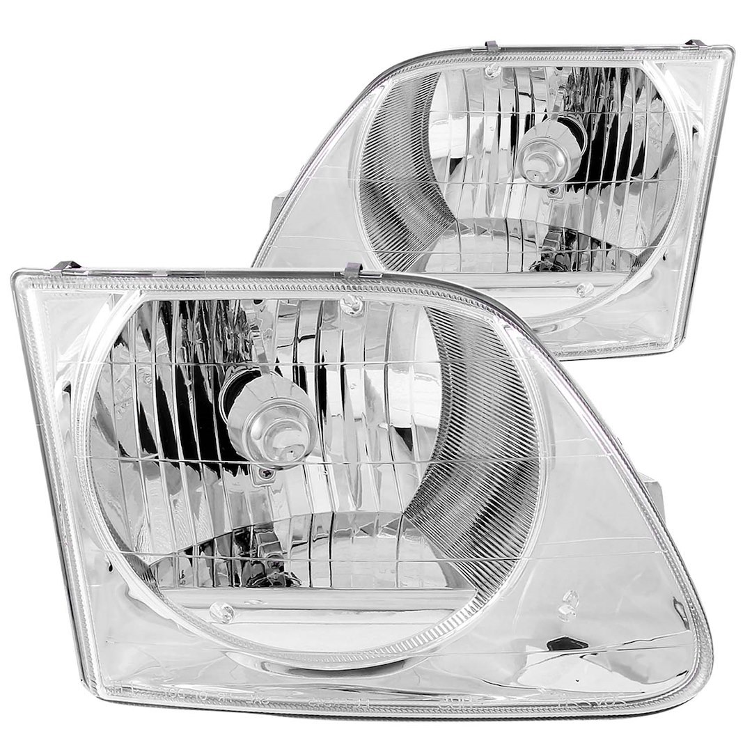 Anzo USA Headlight Assembly, Crystal Clear, Halogen Bulb, Standard Beam, 9007 Bulb, Clear Lens, Chrome Housing, Set of 2 – 111030