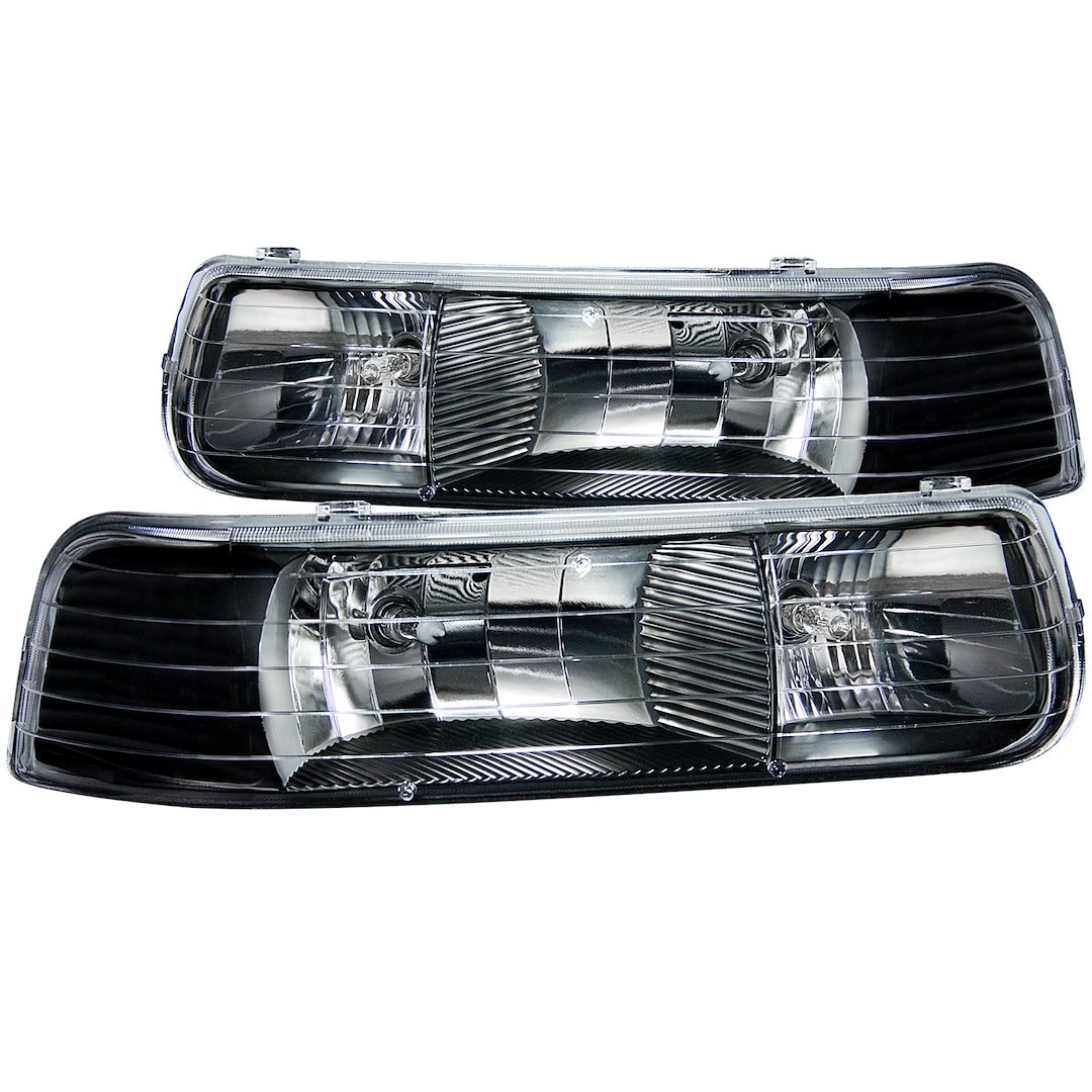 Anzo USA Headlight Assembly, Crystal Clear, Halogen Bulb, Standard Beam, Clear Lens, Black Housing, Set of 2 – 111155
