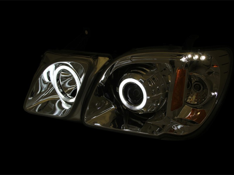 Anzo USA Headlight Assembly, Halogen Bulb, Projector Beam with Halo, Clear Lens, Chrome Housing, Set of 2 – 111169