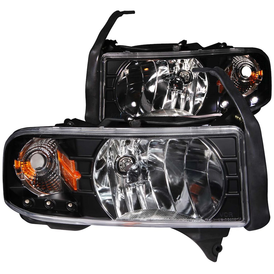 Anzo USA Headlight Assembly, Crystal, Halogen Bulb, Standard Beam, Clear Lens, Black Housing, Set of 2 – 111205