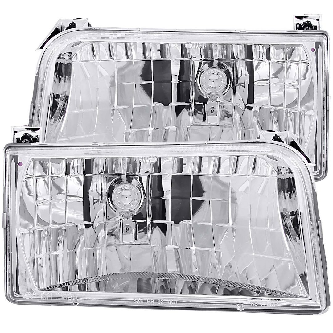 Anzo USA Headlight Assembly, Crystal, Halogen Bulb, Standard Beam, Clear Lens, Chrome Plated Housing, Set of 2 – 111247