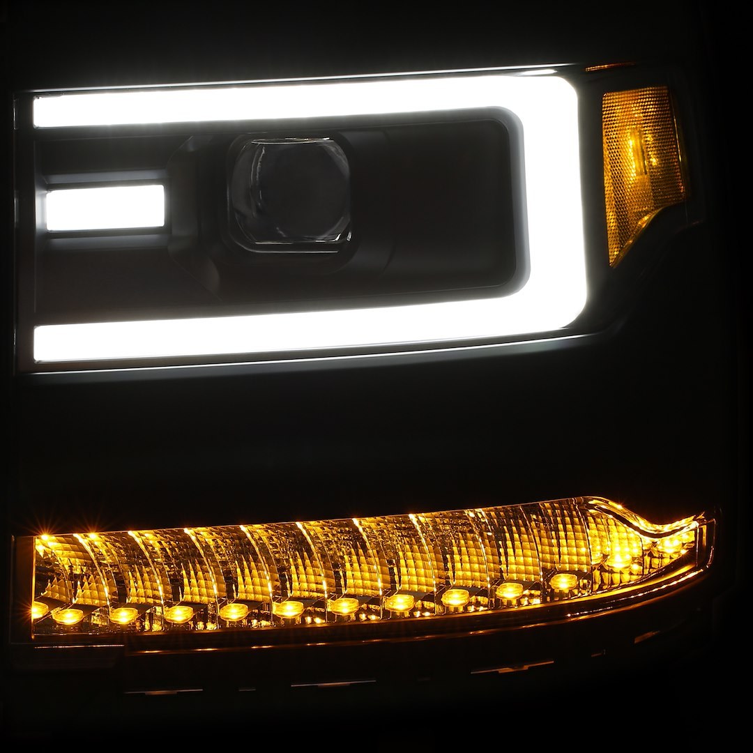 Anzo USA Headlight Assembly, Bulb Not Included, Projector Beam with LED Daytime Running Light – 111373
