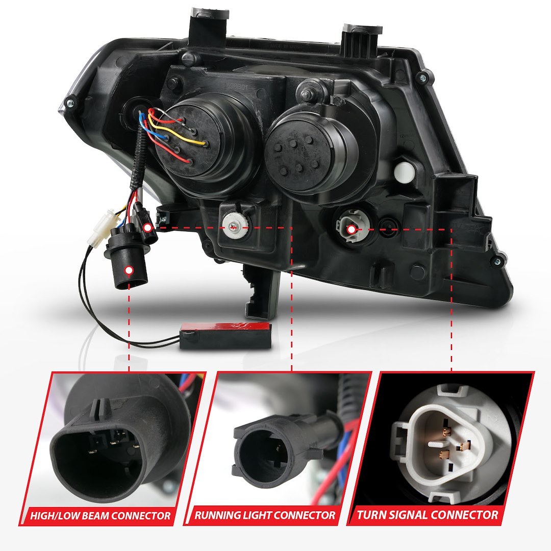 Anzo USA Headlight Assembly, Projector Beam with Plank Style Switchback LED Daytime Running Light/ Sequential Turn Signal and Parking Light – 111597