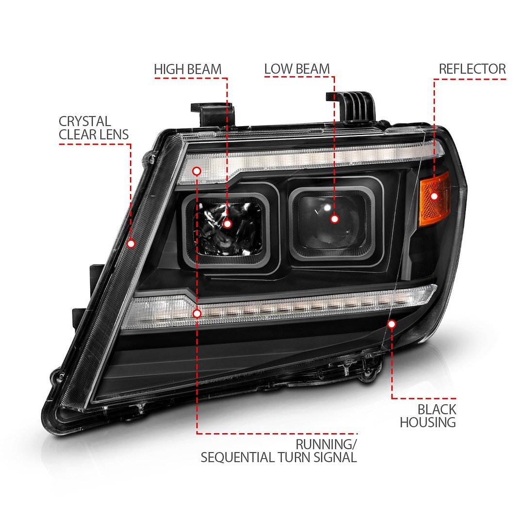 Anzo USA Headlight Assembly, Projector Beam with Plank Style Switchback LED Daytime Running Light/ Sequential Turn Signal and Parking Light – 111597