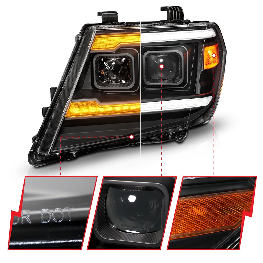 Anzo USA Headlight Assembly, Projector Beam with Plank Style Switchback LED Daytime Running Light/ Sequential Turn Signal and Parking Light – 111597
