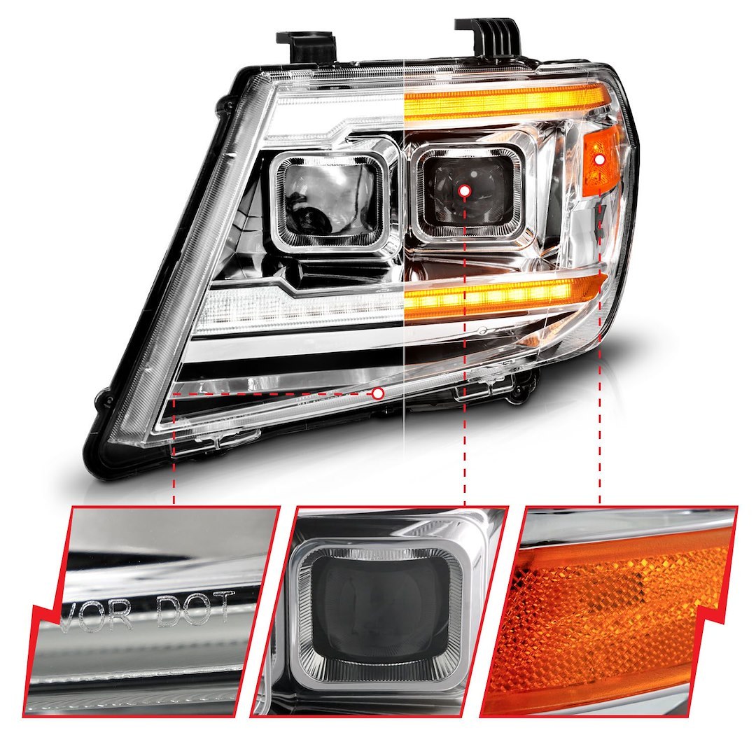 Anzo USA Headlight Assembly, Projector Beam with Plank Style Switchback LED Daytime Running Light/ Sequential Turn Signal and Parking Light – 111598