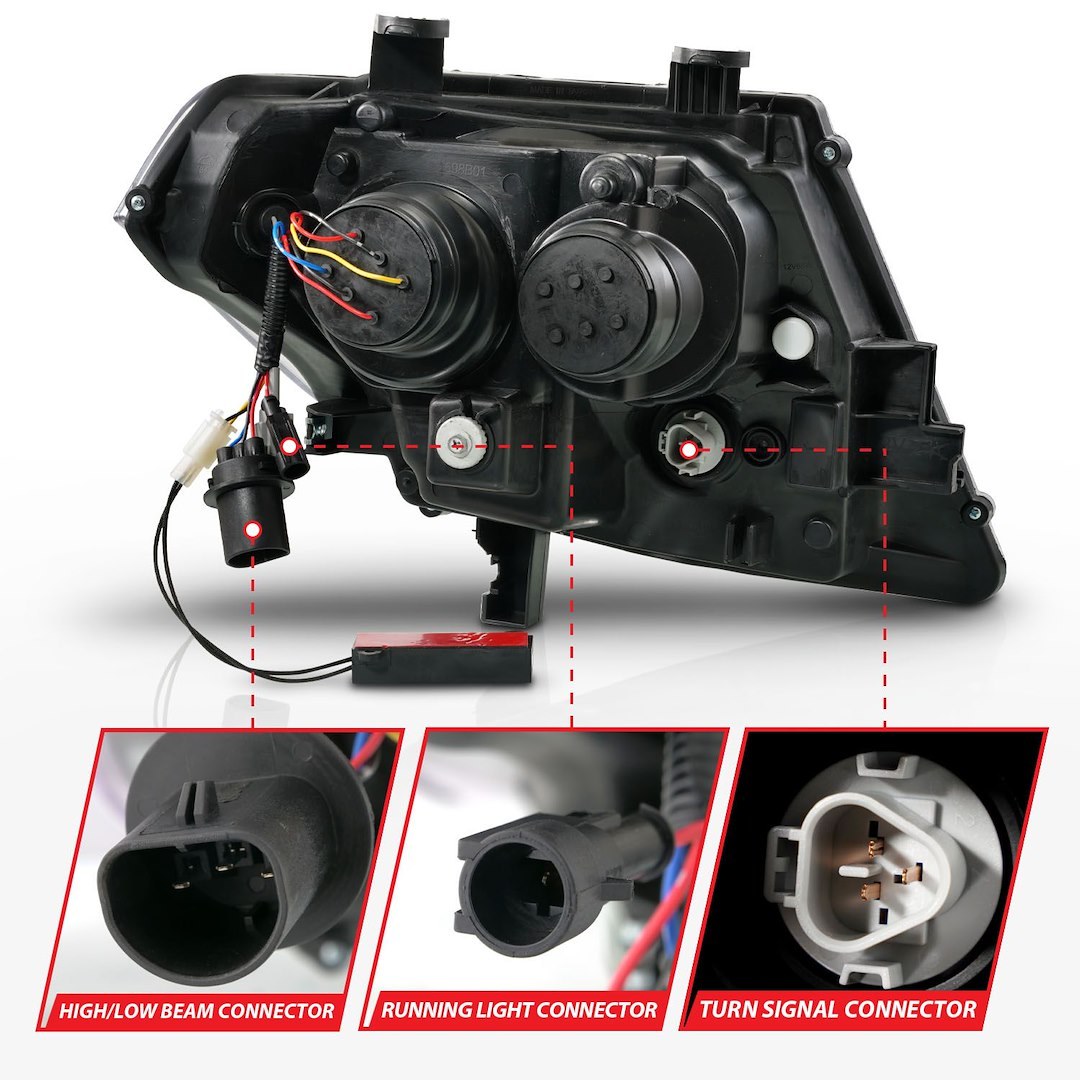 Anzo USA Headlight Assembly, Projector Beam with Plank Style Switchback LED Daytime Running Light/ Sequential Turn Signal and Parking Light – 111598