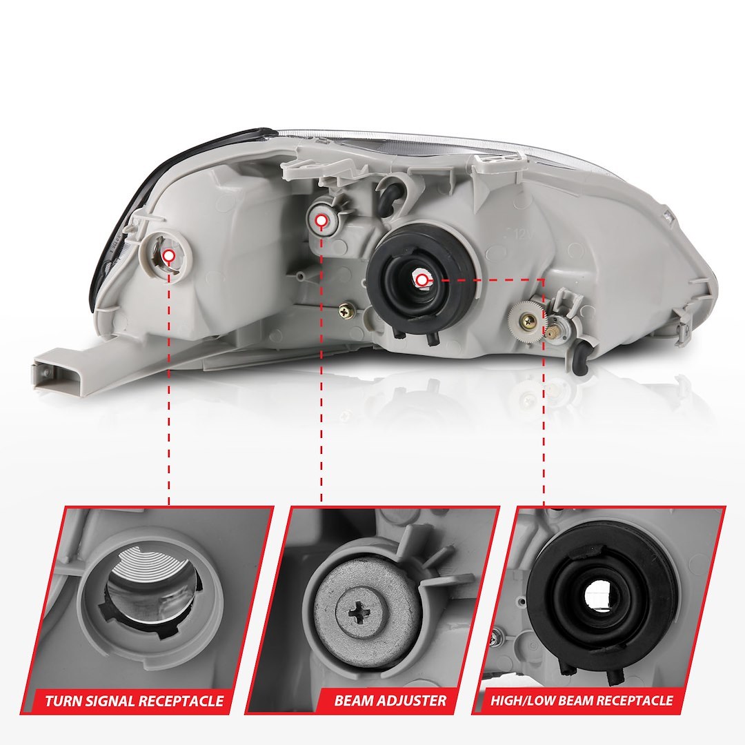 Anzo USA Headlight Assembly, Crystal Clear, Bulb Not Included, Standard Beam – 121067