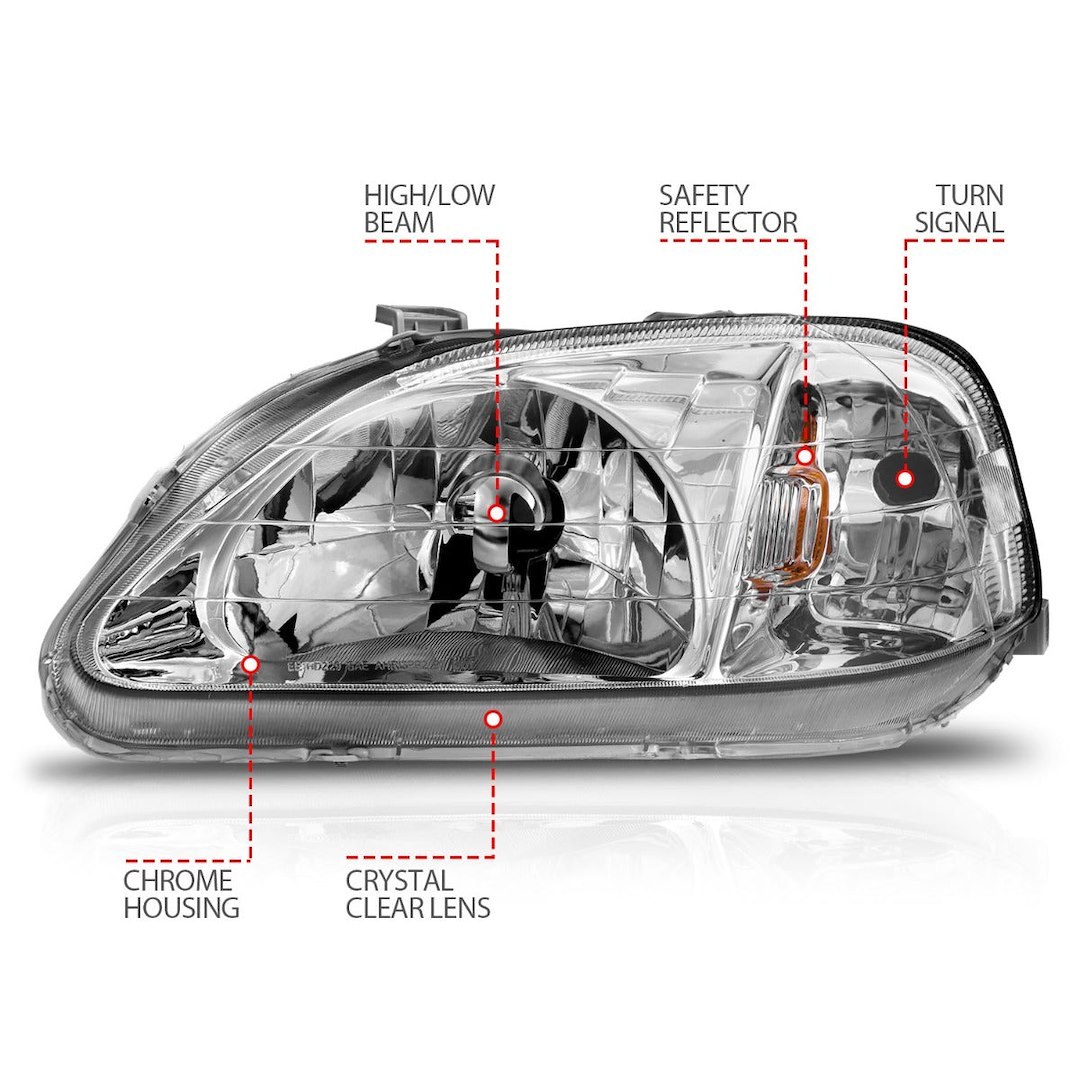 Anzo USA Headlight Assembly, Crystal Clear, Bulb Not Included, Standard Beam – 121179