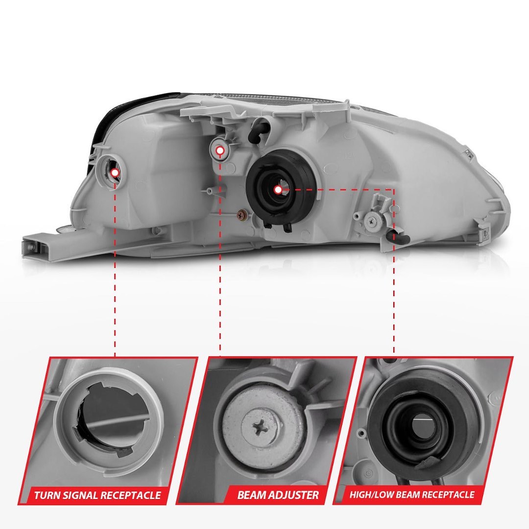 Anzo USA Headlight Assembly, Crystal Clear, Bulb Not Included, Standard Beam – 121179