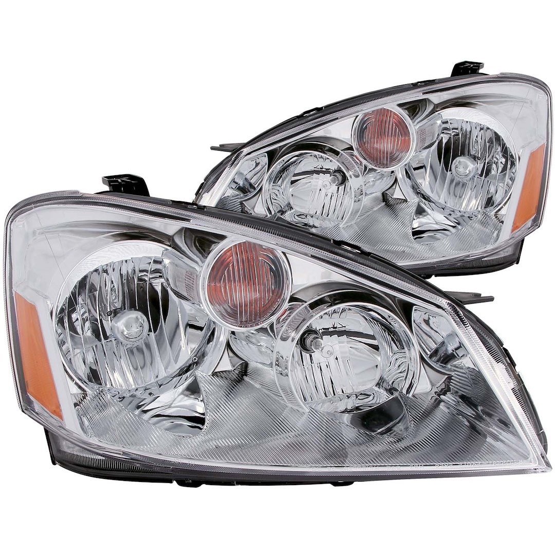 Anzo USA Headlight Assembly, Crystal Clear, Halogen Bulb, Standard Beam, Clear/ Amber Lens, Chrome Housing, Set of 2 – 121294