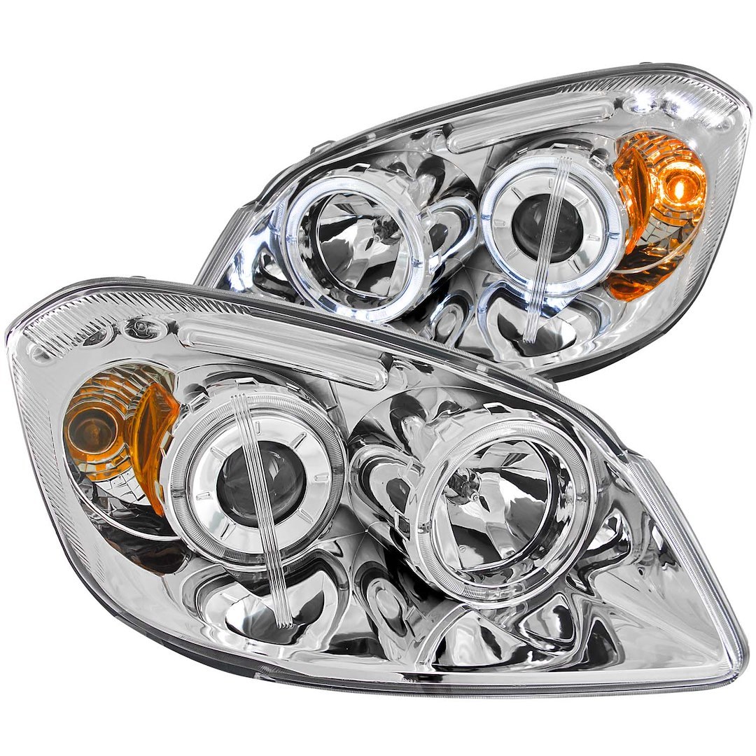 Anzo USA Headlight Assembly, Projector Beam with Halo, Chrome Housing, Clear Lens, Ccfl Bulb (cold Cathode Fluorescent Lamp), Set of 2 – 121343