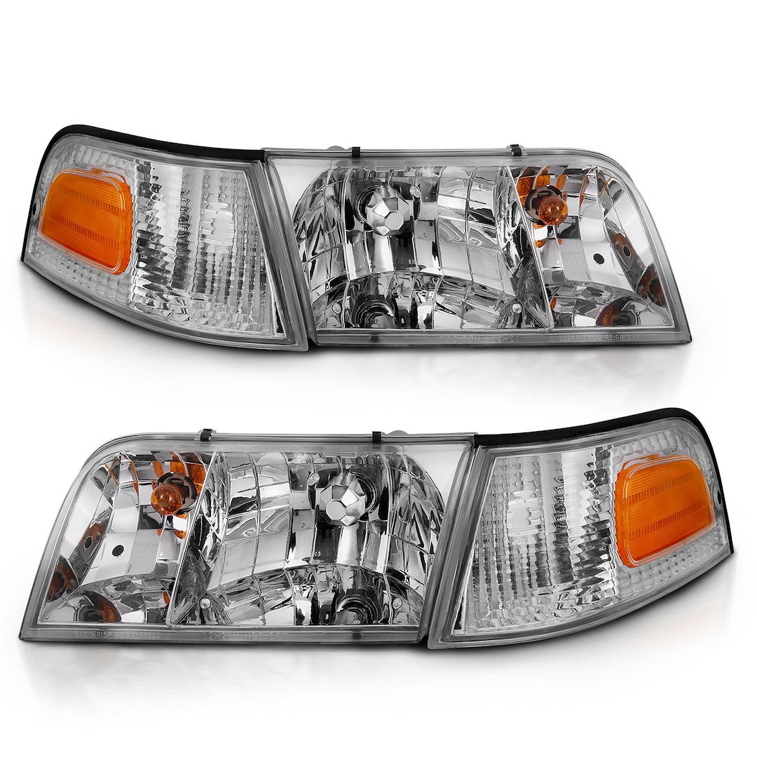Anzo USA Headlight Assembly, Halogen High Beam/ Halogen Low Beam White Bulb with Amber Turn Signal Light – 121556