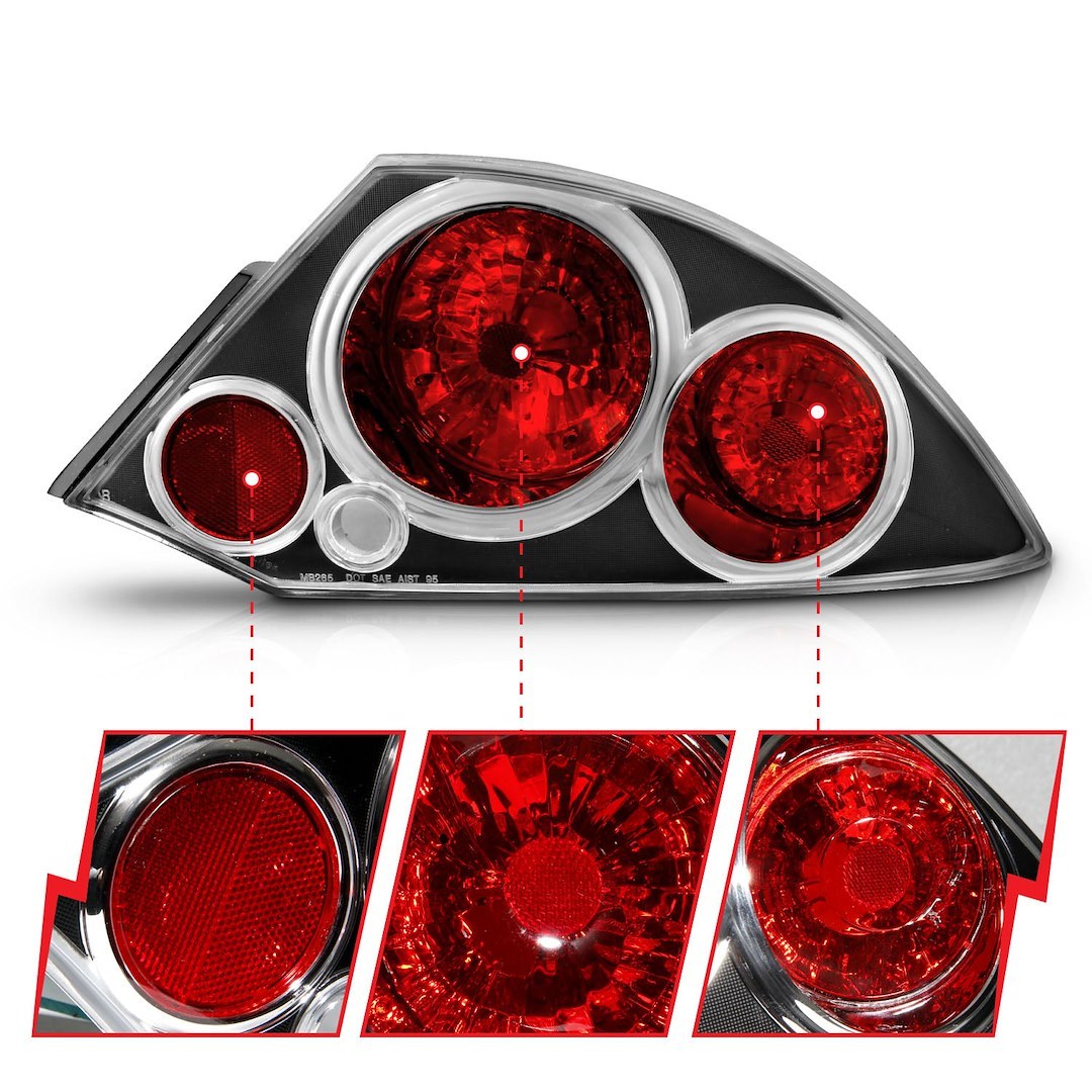 Anzo USA Tail Light Assembly, Uses Stock Bulbs, Clear Lens, Black Housing, Set of 2 – 221081