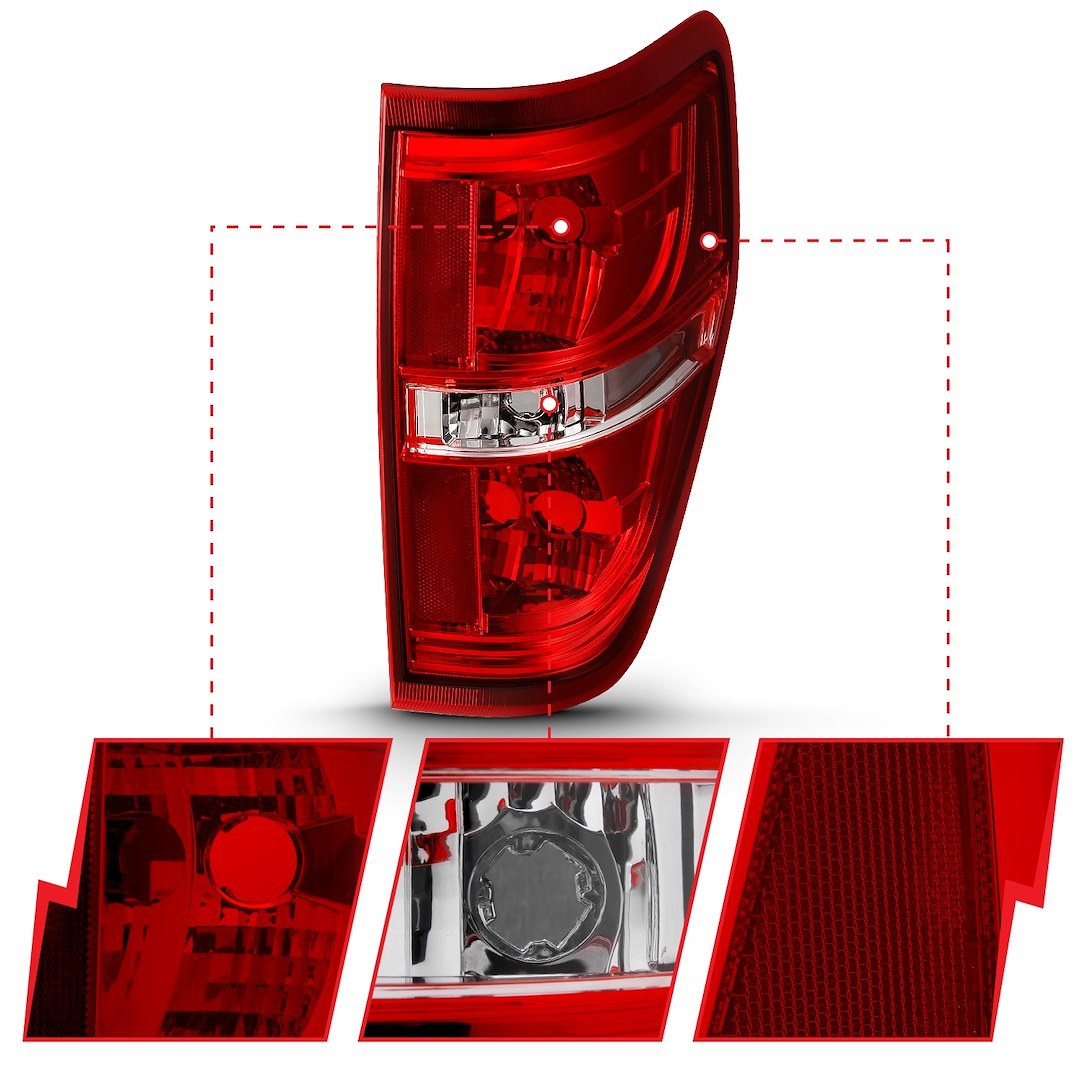 Anzo USA Tail Light Assembly, Uses OEM Halogen Bulbs, Red Lens, Chrome Housing, Red/ White Bulbs, Set of 2, Without Bulbs or Wiring Harness – 311299