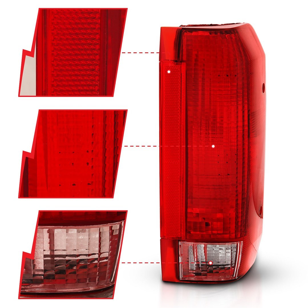 Anzo USA Tail Light Assembly, Red/ Clear Lens, Black Housing, Uses OE (incandescent) Bulbs – 311306