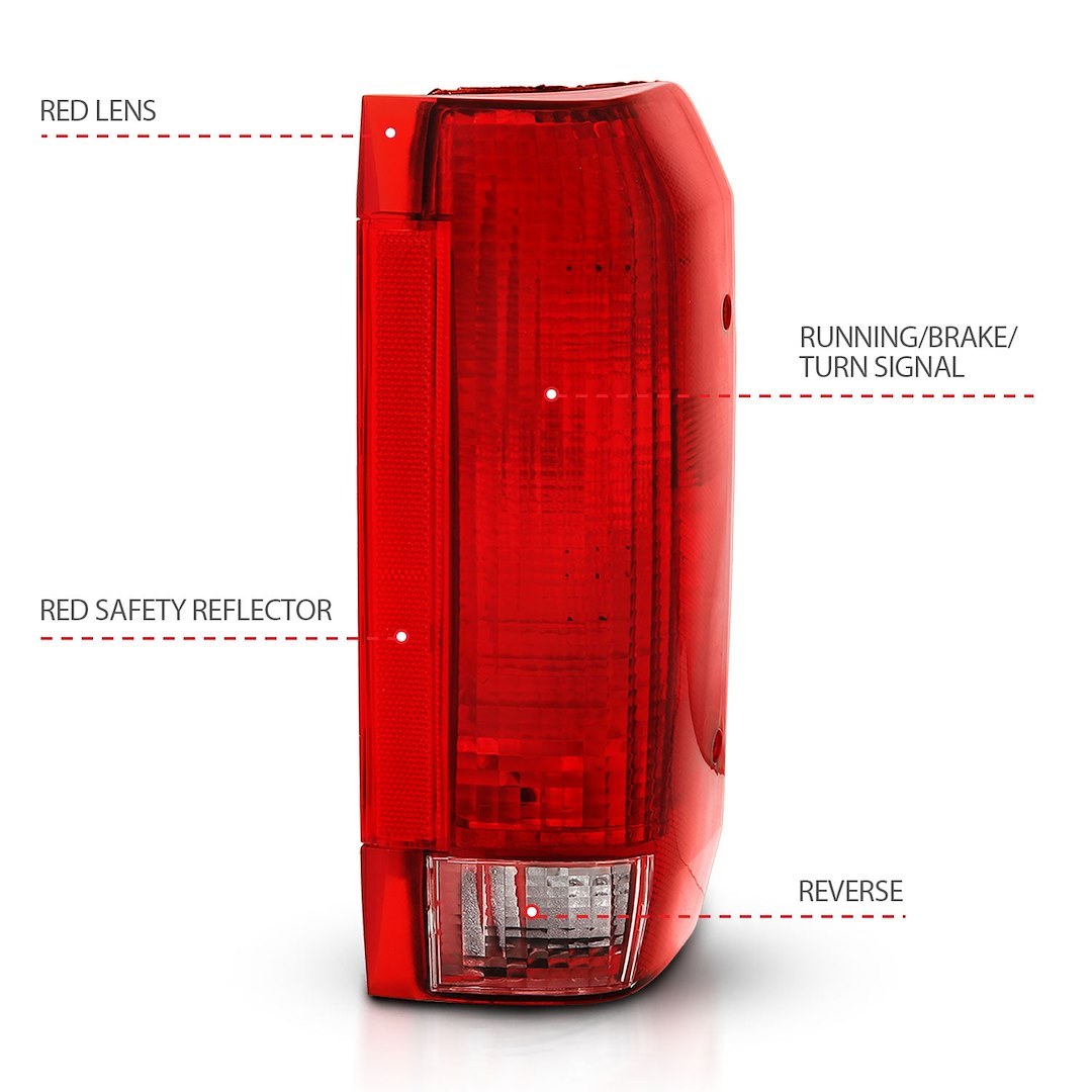 Anzo USA Tail Light Assembly, Red/ Clear Lens, Black Housing, Uses OE (incandescent) Bulbs – 311306