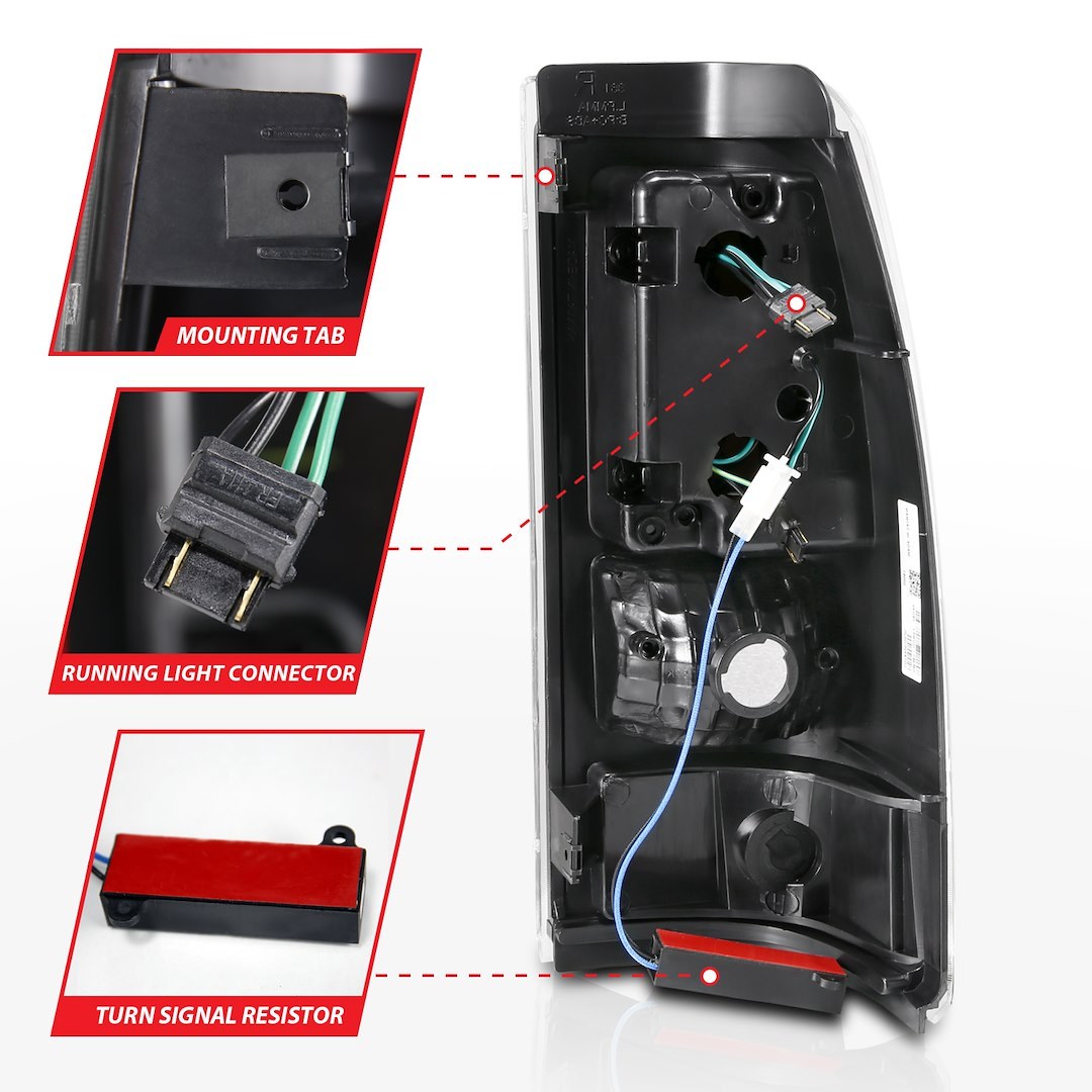 Anzo USA Tail Light Assembly, LED, Clear Lens with Red Reflectors, Black Housing – 311333