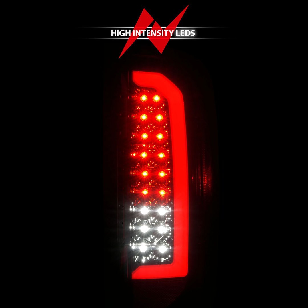 Anzo USA Tail Light Assembly, LED, Smoke Lens, Black Housing, Red/ White, Set of 2, With C Light Bar – 311433
